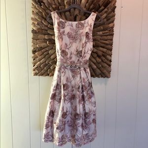 Eliza J Floral Wedding Dress - Cream and Pink